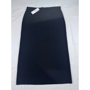 Eileen Fisher Black Regenerative Merino Wool Midi Pencil Skirt Large NEW Capsule